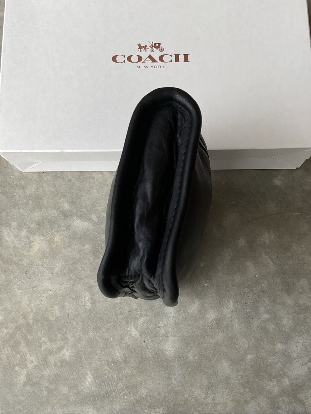 Vintage Coach Black Leather Chunky Cosmetic Bag - Picture 7 of 16